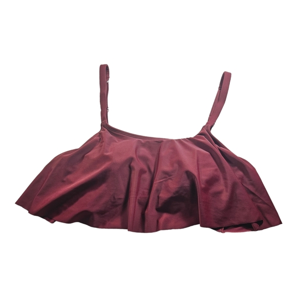 SHOPERMINT Ruffled Bikini Top - Swim Top Swimwear Burgandy Small - Picture 5 of 9